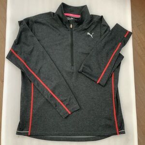 PUMA Quarter Zip, Dark Black/RedTrim, Size XLT